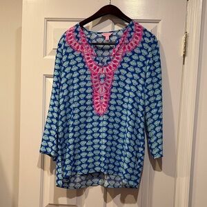 Lilly Pulitzer Blue and Pink Tunic Top